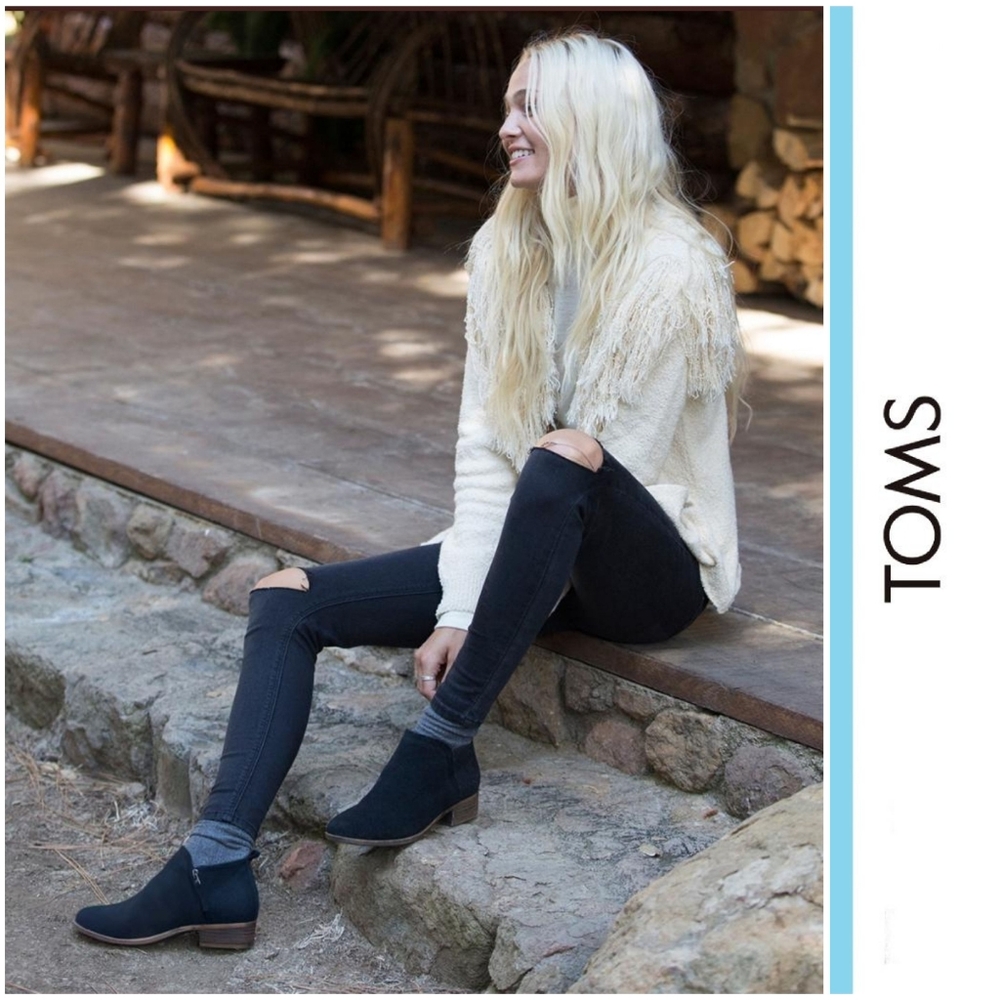 Toms Navy Suede Booties